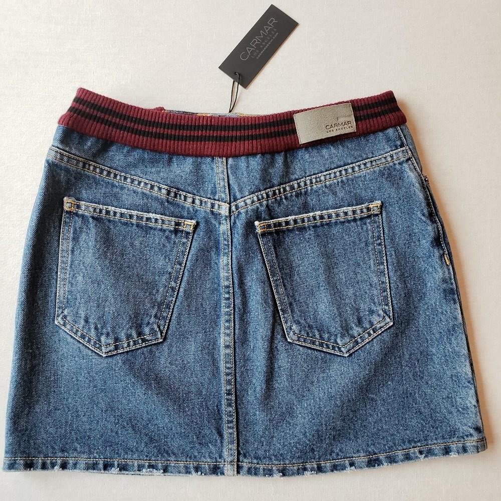 NWT Carmar Jean Denim Skirt elastic waist size 27 - Picture 3 of 8